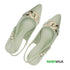 Light Green Chain Buckle-Block Heel Mule For Women 4507