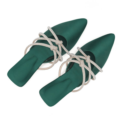 Green Elegant Mules For Womens 2386