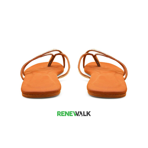 Brown Crystal Cross Flat Sandal For Women 2350