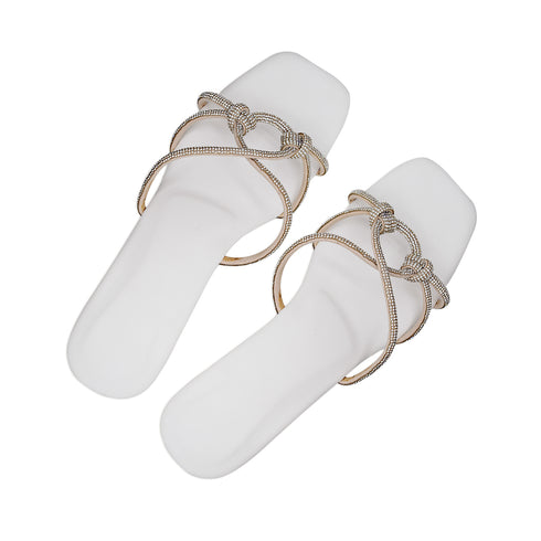 Golden White Sandal 4524 For Womens