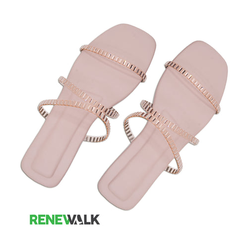 Transparent Peach 3 Straps 2395 Flat For Womens