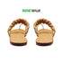 Beige Open Toe Ring Flat Sandal For Women 2325
