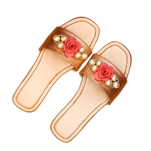 Fancy Gold Flat For Women 2310