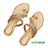 Gold Toe Ring Rhinestone Flat Sandal For Women 2335