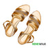 Gold Fancy Ankle Strap Flat Sandal For Women 2334