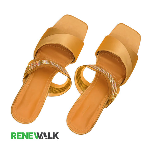 Gold Party wear Block Heel Sandal For Women 4508