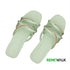 Green Crystal Multi Strap Flat Sandal For Women 2332