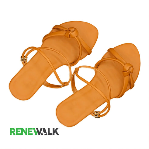 Beige Knotted Strappy Flat Sandal For Women 2326