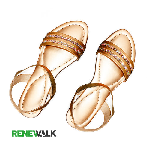 Rose Gold Slingback Flat Sandal For Women 2358