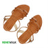 Beige Ankle Strap Toe Ring Flat Sandal For Women 2327