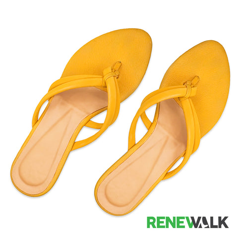 Yellow Knotted Double Strap Flat Sandal For Women 2366