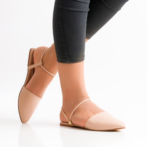 Elegant Black Ankle Strap Flat Mule For Women 2374