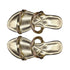 Gold Twisted Double Strap Flat Sandal For Women 2323