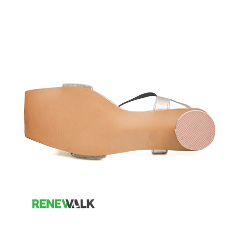 Grey Fancy Ankle Strap Block Heel 4535 | Sandals for Women