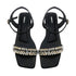 Black Fancy Ankle Strap Flat Sandal 2349 For Women