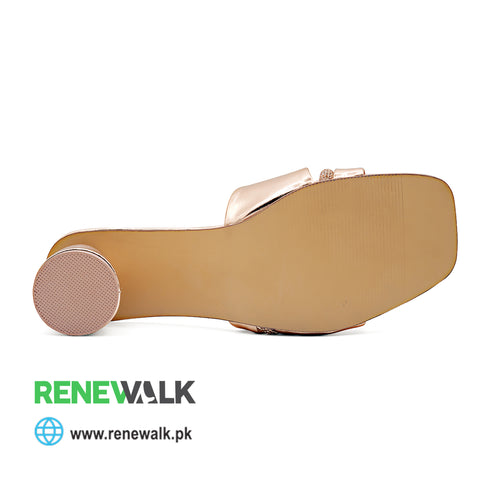 Golden Casual Heel Sandal For Womens 4523