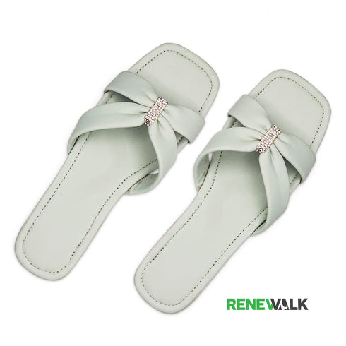 Green Open-Toe Flat Sandal For Women 2364