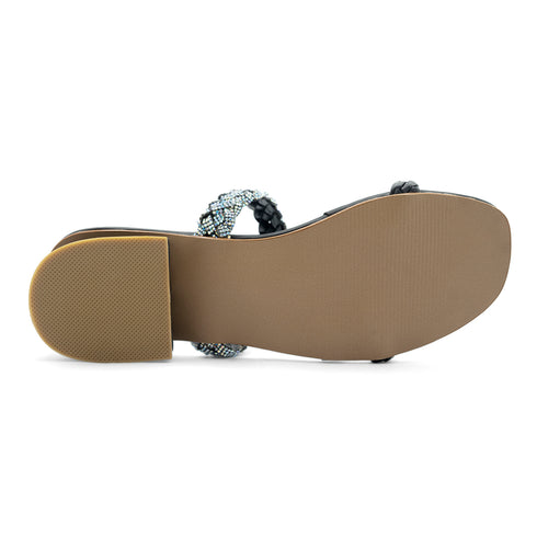 Black Braided Fancy Heel Sandal 4528 For Women