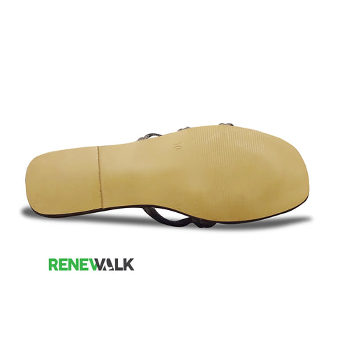 Black Twin Straps Knotted Flat Sandal For Women 2329