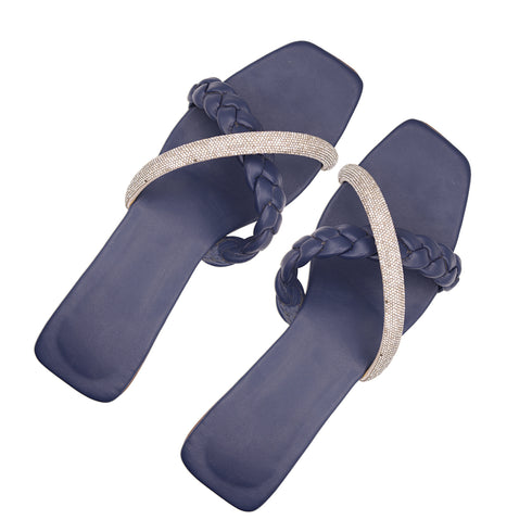 Latest Navy Blue Cross Stylish Sandal For Womens Renewalk 4519