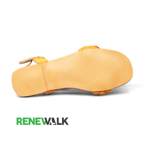 Orange Casual Braided Ankle Strap Flat Sandal For Women 2363