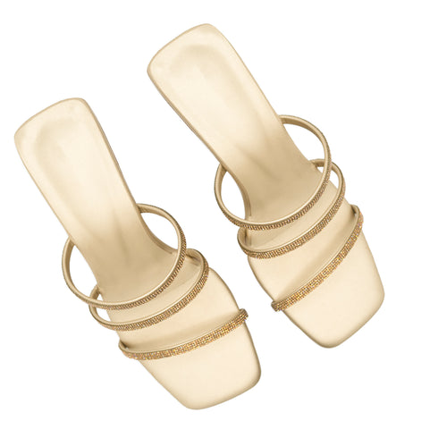 Gold And White Wedding Heel Sandal 4530 For Women