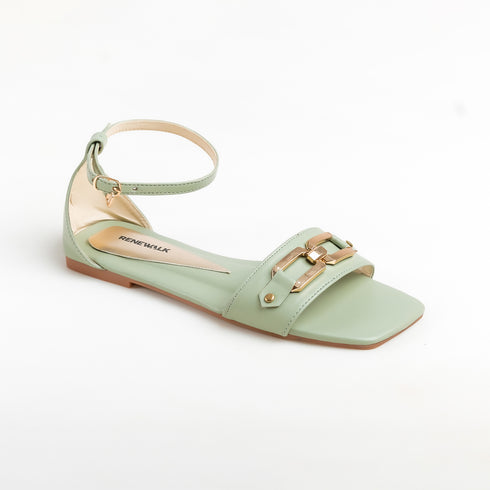 Light Green Flat Buckle For Womens Party Wear 2313