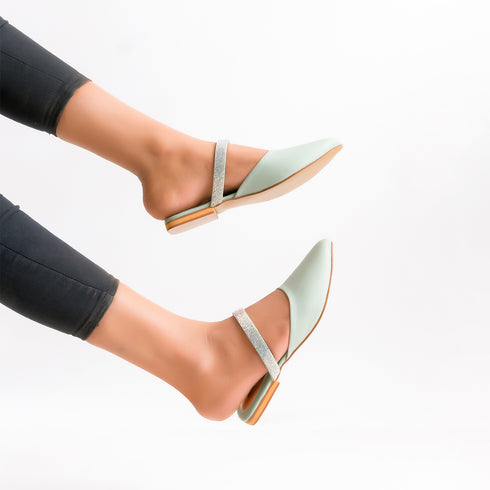 Bronze Party Wear Flat Mules For Women 2372